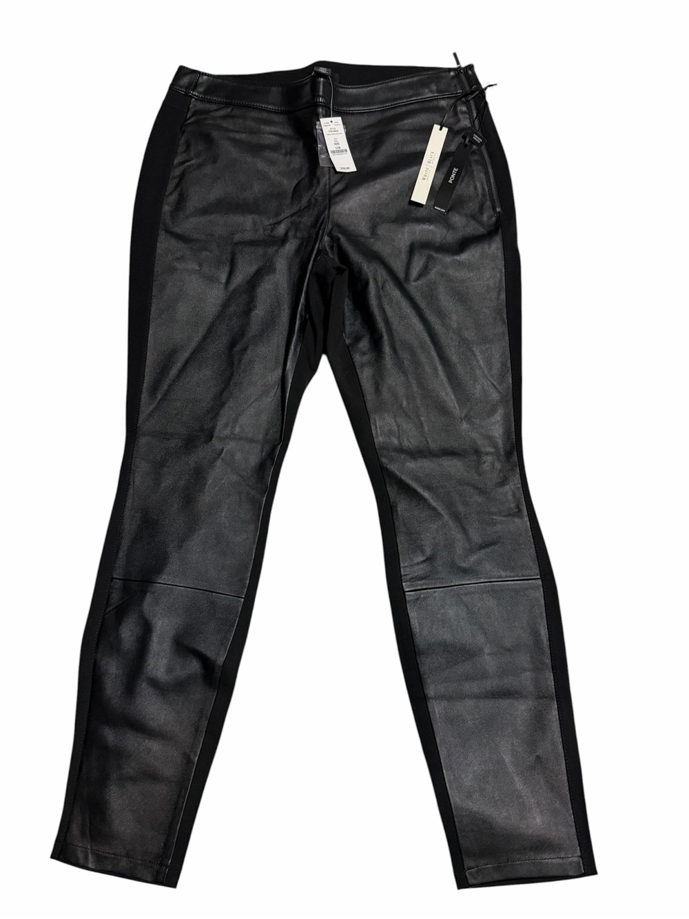 NWT WHBM Women’s Black Faux Leather Ponte Leggings